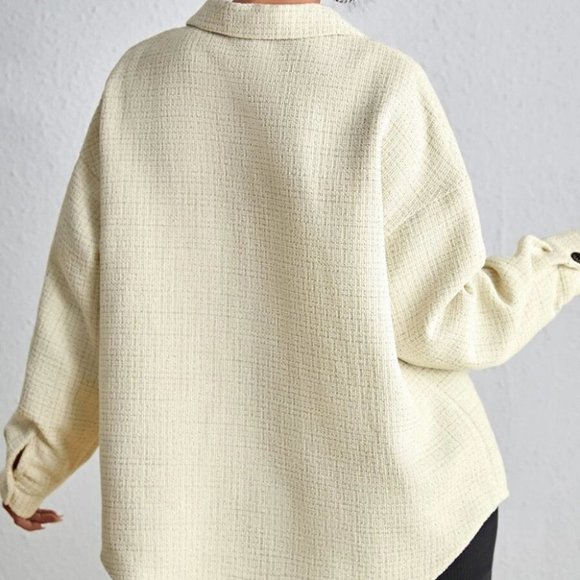 Casual Comfy Plaid Print Flap Pocket Overcoat Jacket Shacket Coat - Picture 6 of 10